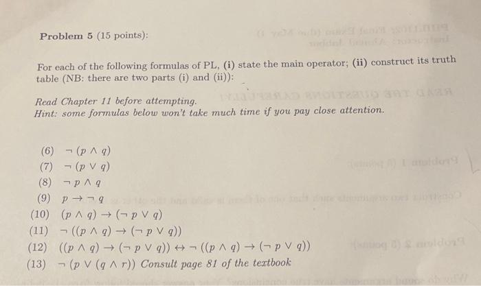 Solved Problem 5 (15 points): For each of the following | Chegg.com