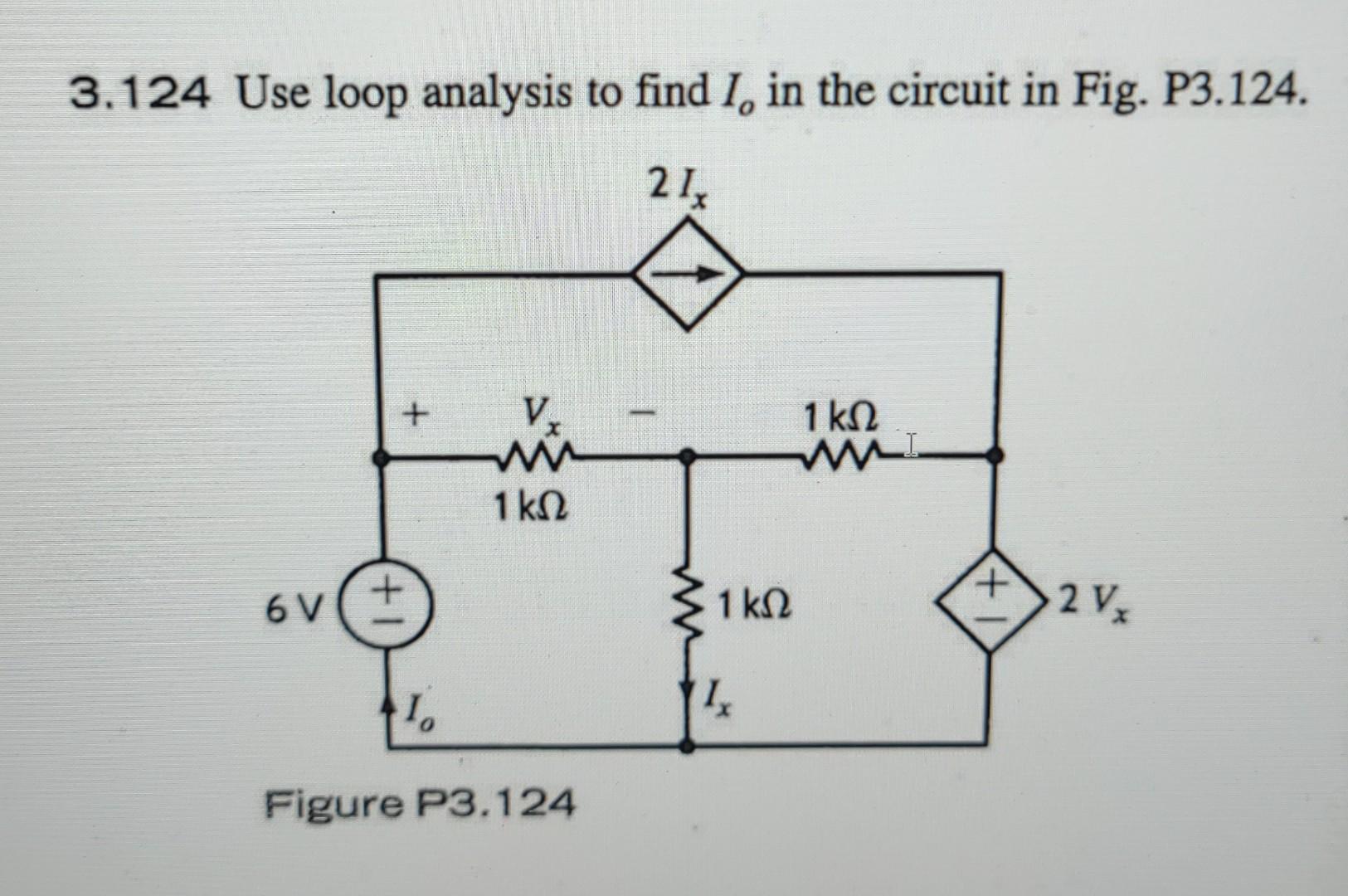 Solved 3.124 Use loop analysis to find I, in the circuit in | Chegg.com