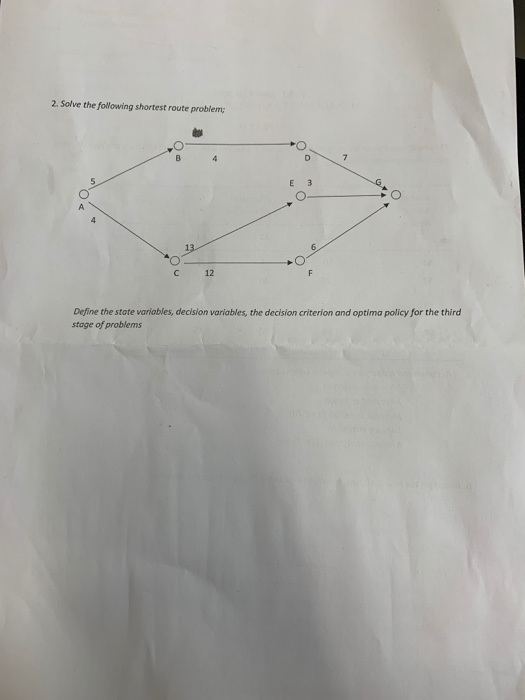 Solved 2. Solve The Following Shortest Route Problem 13. C | Chegg.com