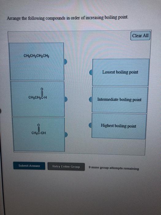 Solved Arrange The Following Compounds In Order Of 0203