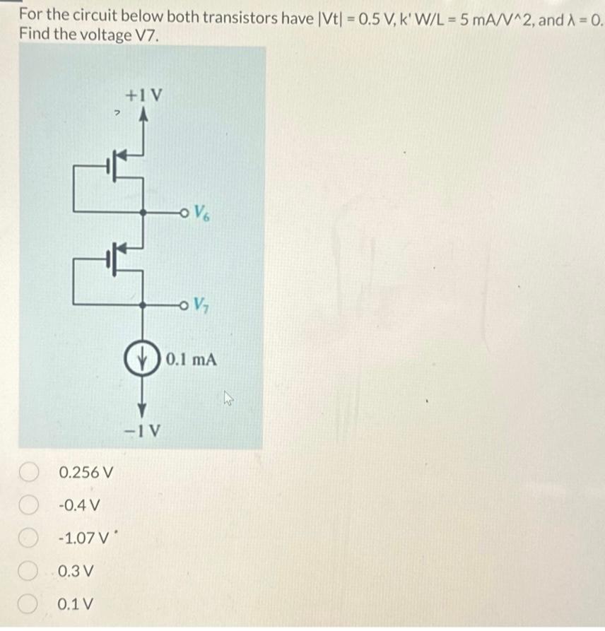 Solved For the circuit below both transistors have | Chegg.com