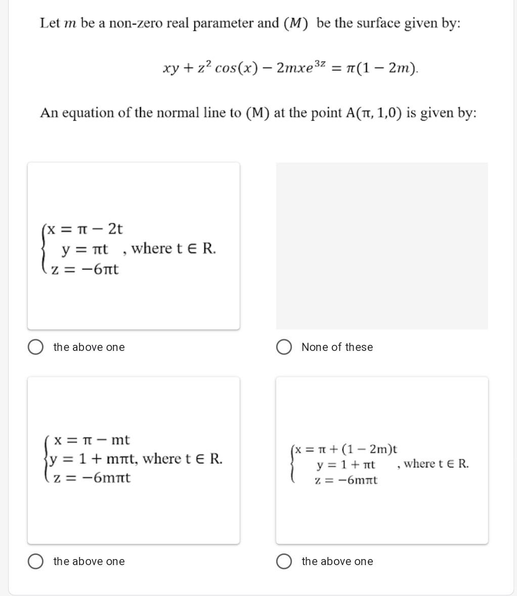 Solved Let m be a non-zero real parameter and (M) be the | Chegg.com