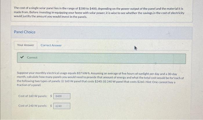 Solved The cost of a single solar panel lies in the range of | Chegg.com