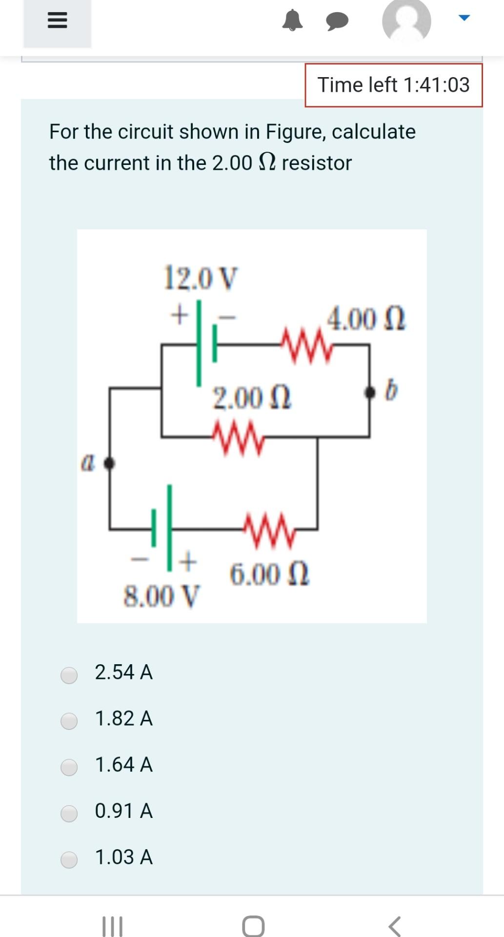 Solved III Time left 1:41:03 For the circuit shown in | Chegg.com
