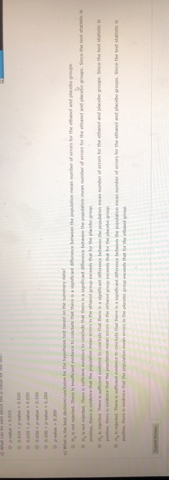 Solved An experiment was conducted to test the effects of | Chegg.com