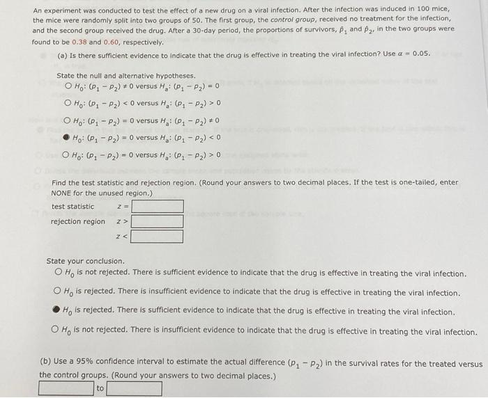 Solved An experiment was conducted to test the effect of a | Chegg.com