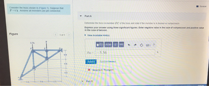 Solved I Review Consider the truss shown in Figure 1). | Chegg.com