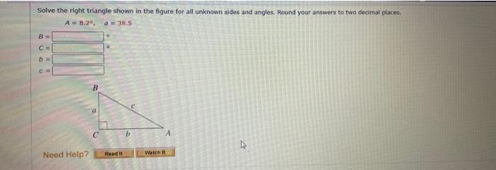 Solved Solve the right triangle shown in the figure for all | Chegg.com