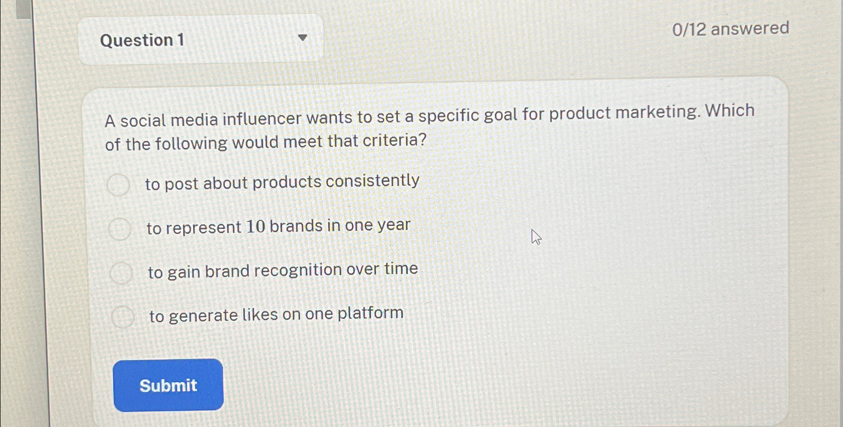 Solved Question 10/12 ﻿answeredA social media influencer | Chegg.com