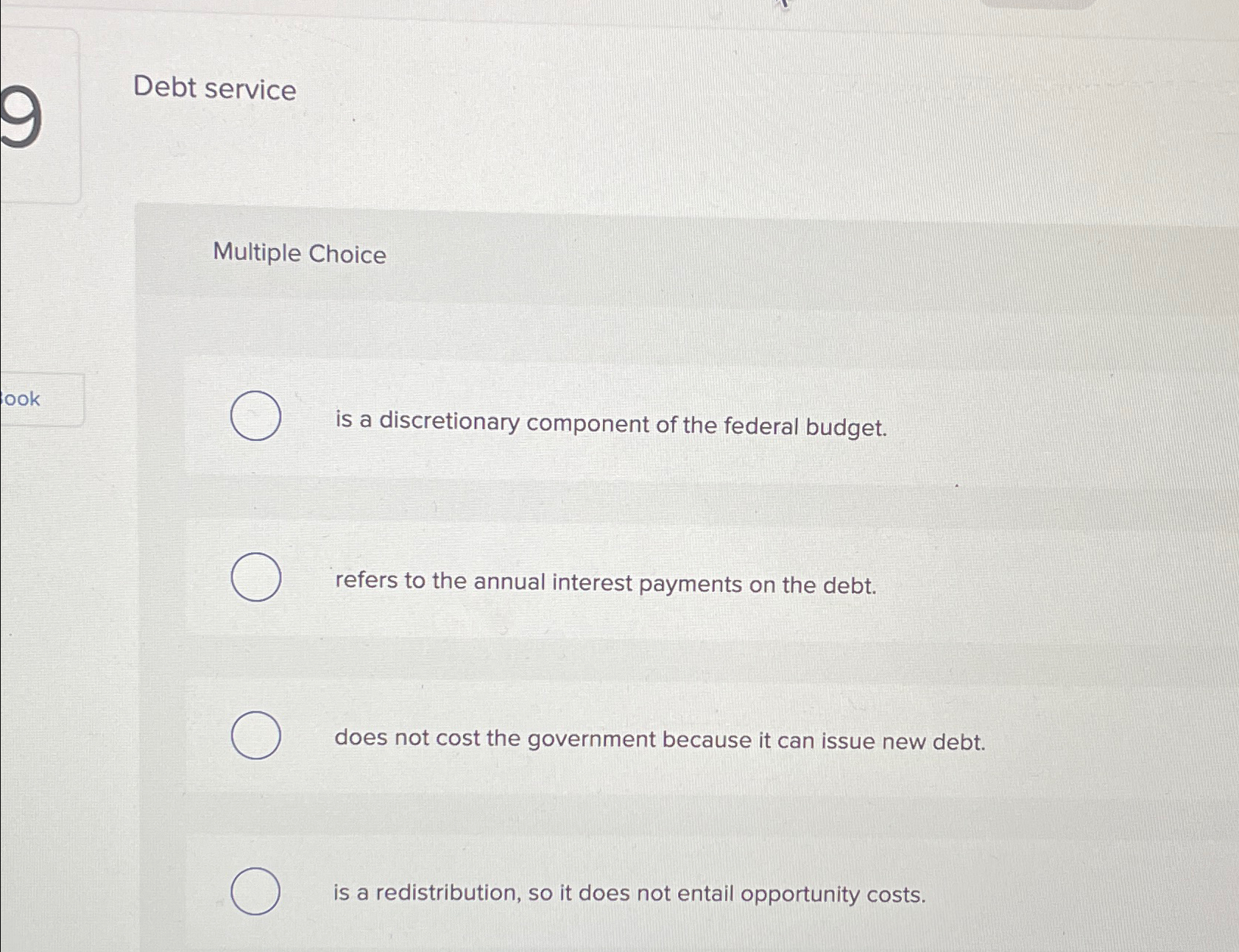 Solved Debt ServiceMultiple Choiceookis A Discretionary | Chegg.com