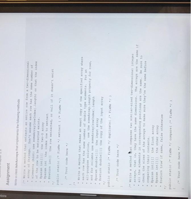 Solved Assignment Write a class AdvArrays that implements | Chegg.com