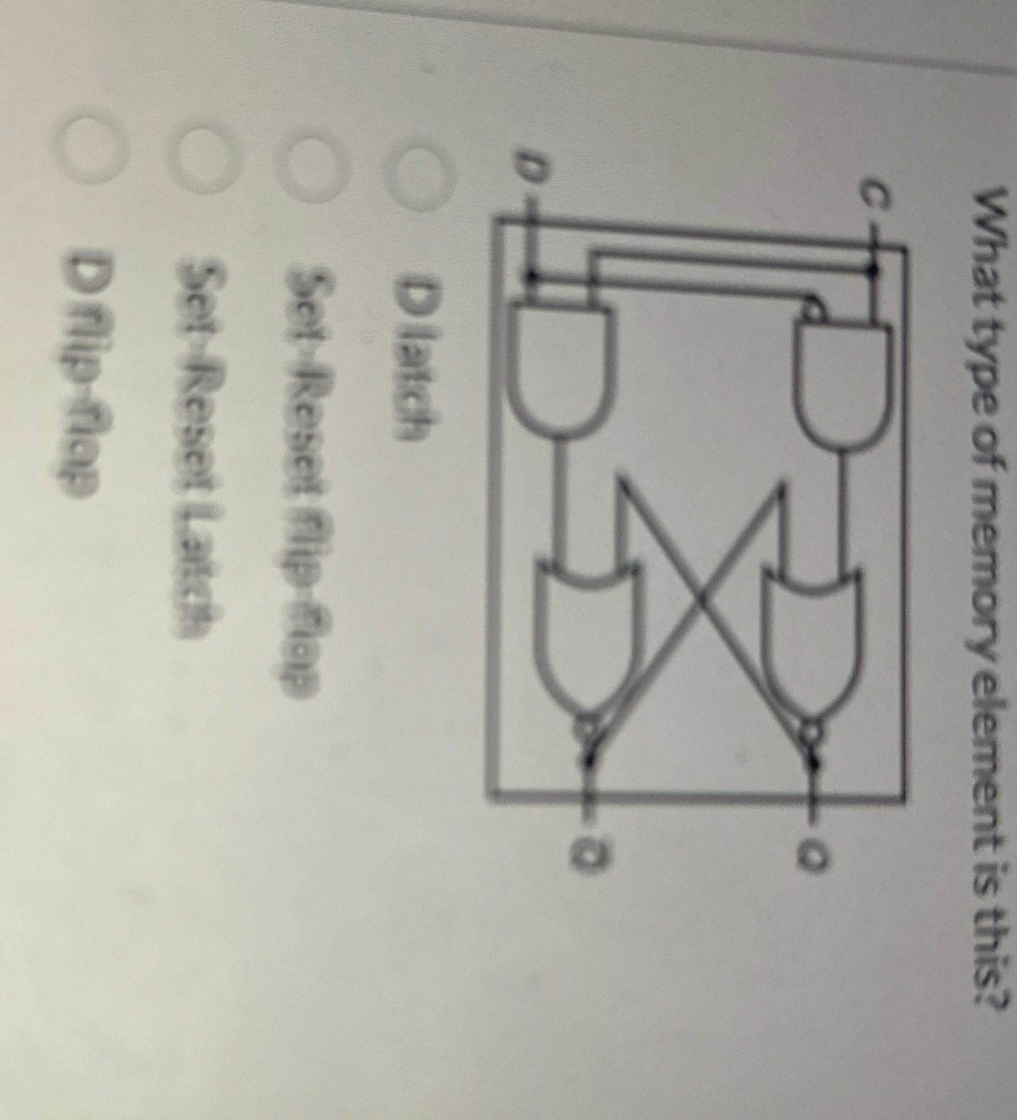 Solved What type of memory element is this?DlatchSet feset | Chegg.com