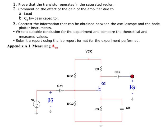 Solved 1. Prove that the transistor operates in the | Chegg.com
