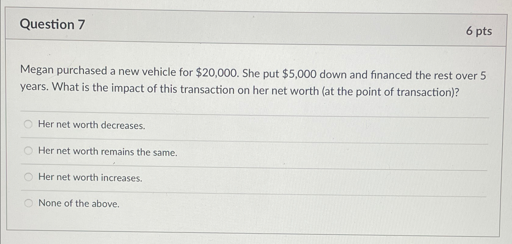 Solved Question 76ptsMegan purchased a new vehicle for | Chegg.com