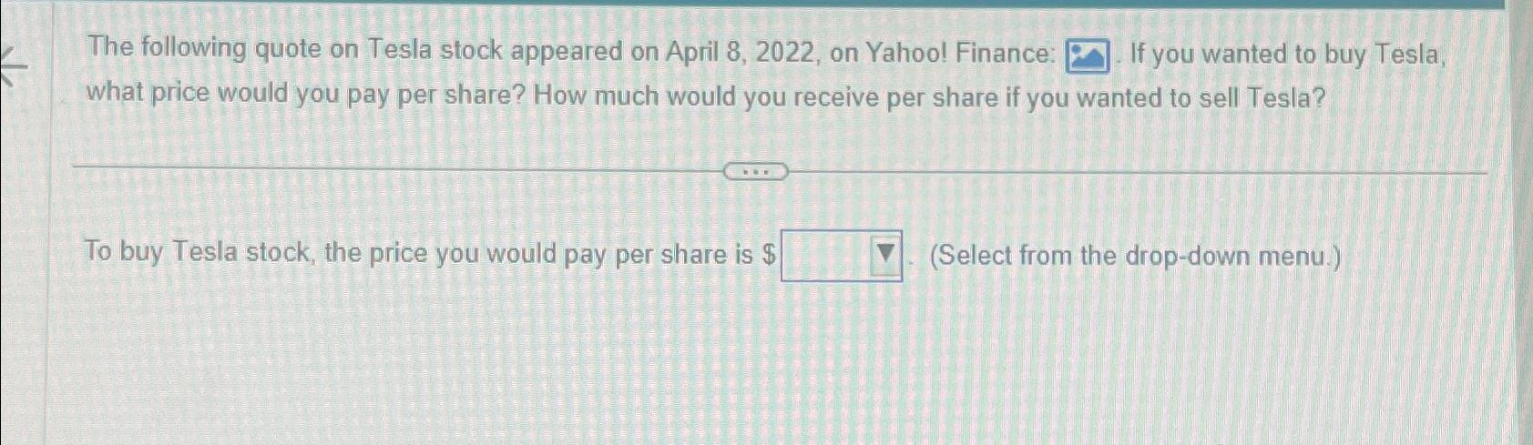 Solved The following quote on Tesla stock appeared on April | Chegg.com