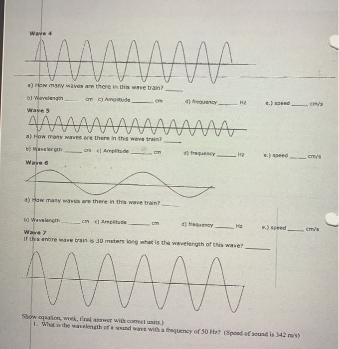 Solved Wave Worksheet Name: Period: One full wave (cycle) Chegg com