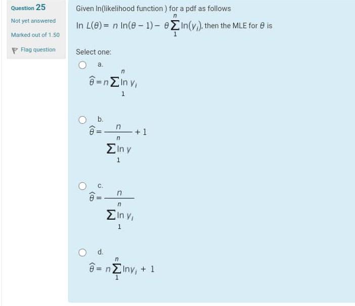 Question 25 Not Yet Answered Mariced Out Of 1 50 P Chegg Com