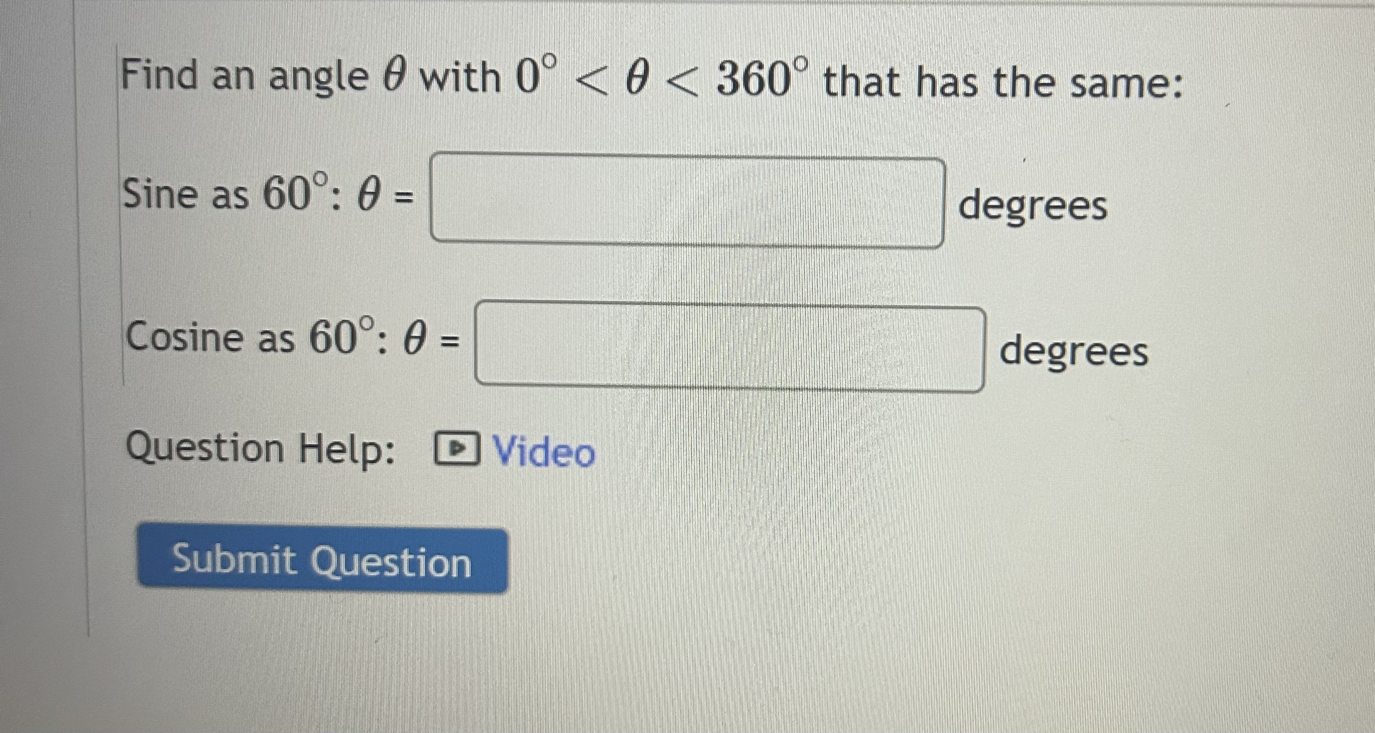 Solved Find an angle θ ﻿with 0°