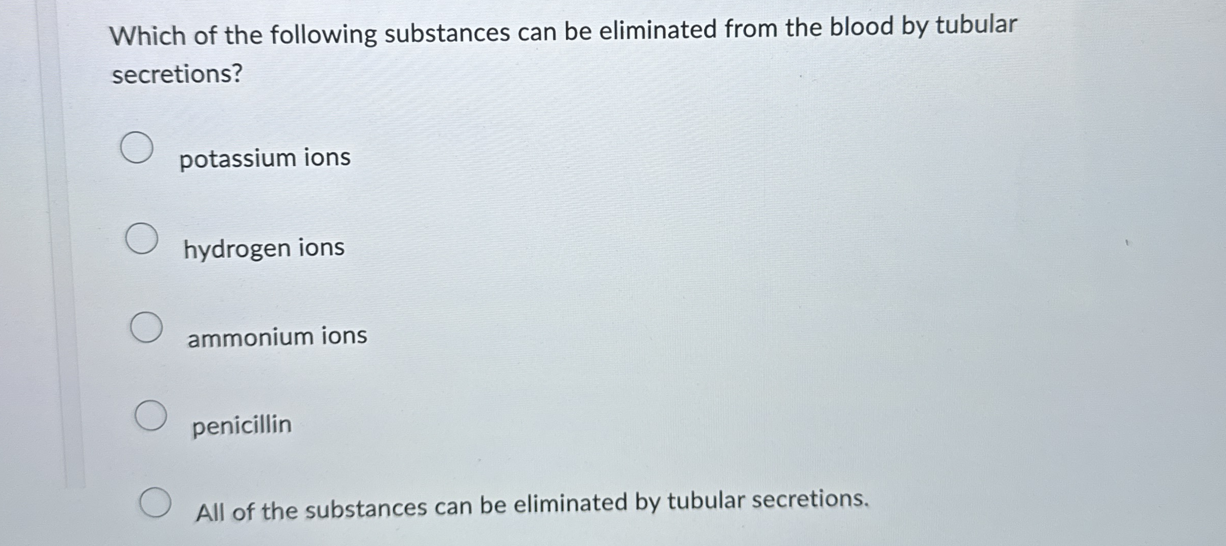 Solved Which of the following substances can be eliminated | Chegg.com