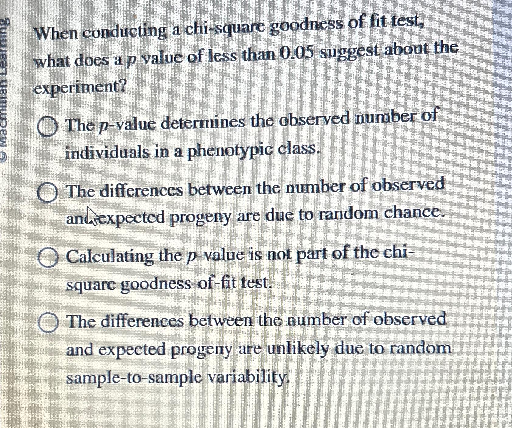 Solved When Conducting A Chi-square Goodness Of Fit Test, | Chegg.com