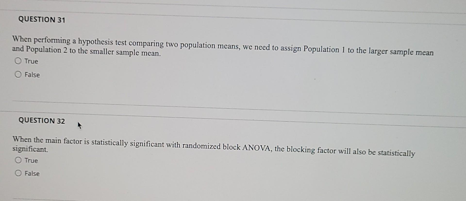Solved QUESTION 31 When performing a hypothesis test | Chegg.com