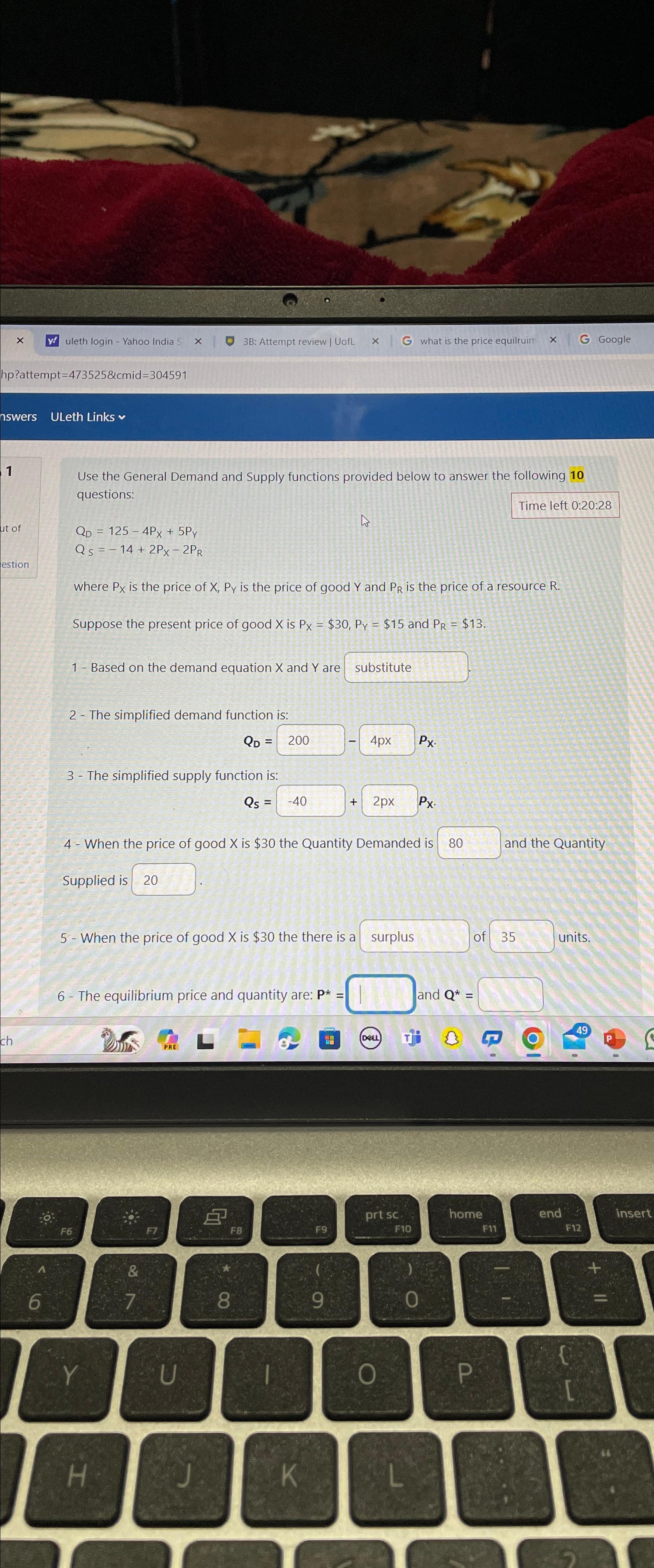 Solved Use the General Demand and Supply functions provided | Chegg.com
