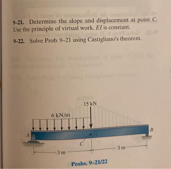 Solved 9-21. Determine the slope and displacement at point | Chegg.com