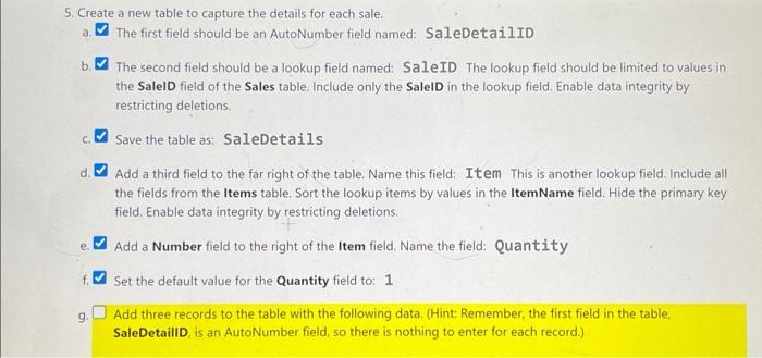 5. Create a new table to capture the details for each | Chegg.com