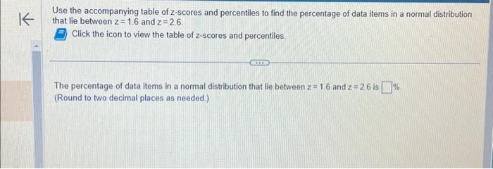 Solved Use the accompanying table of z-scores and | Chegg.com