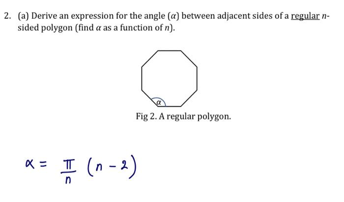 Solved (a) Derive an expression for the angle (α) between