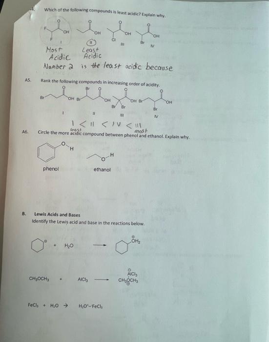 Solved 4. Which of the following compounds is least acidic?