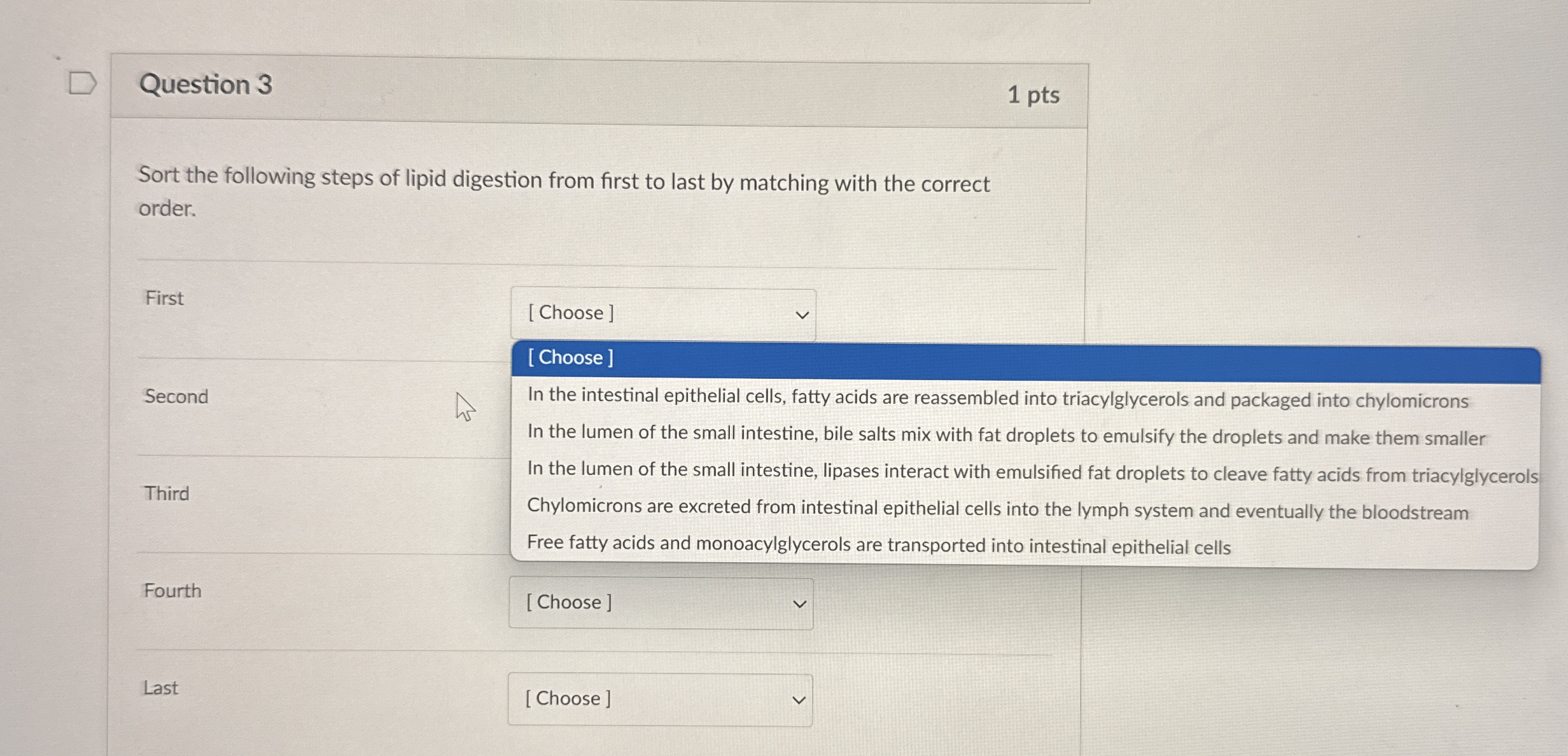Solved Question 31 ﻿ptsSort the following steps of lipid | Chegg.com