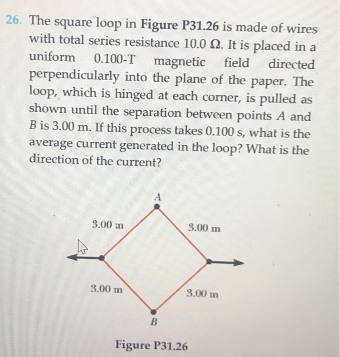 Solved 26. The square loop in Figure P31.26 is made of wires | Chegg.com