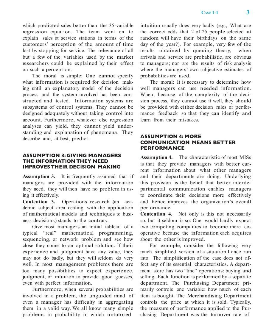 Case 1-1 Ackoff's Management Misinformation Systems | Chegg.com