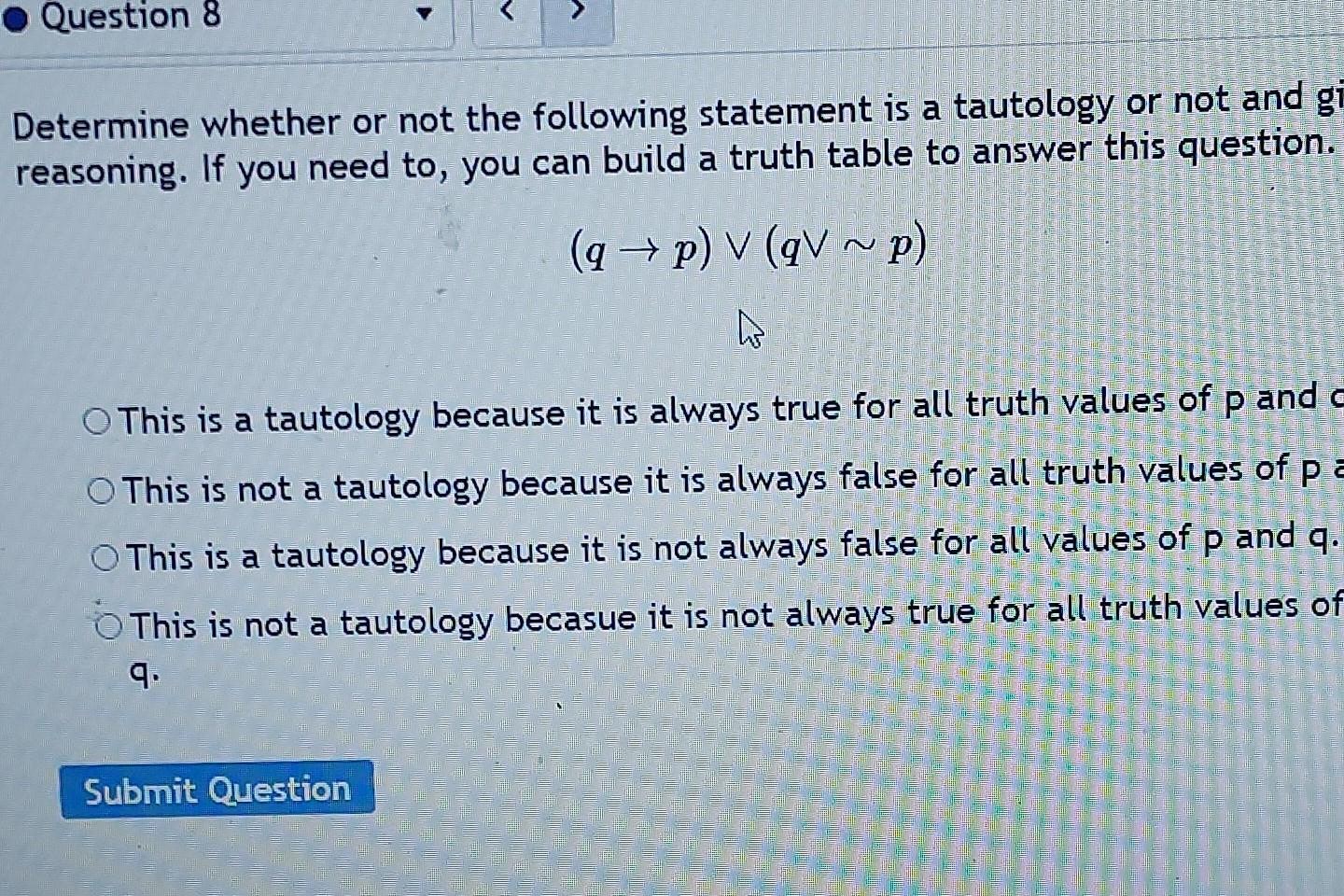 Solved Determine Whether Or Not The Following Statement Is A | Chegg.com