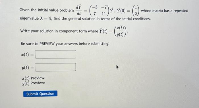 Solved Given the initial value problem | Chegg.com