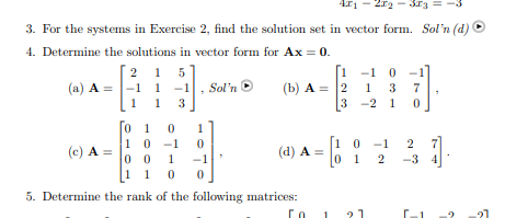 Solved Determine the solutions in vector form for | Chegg.com