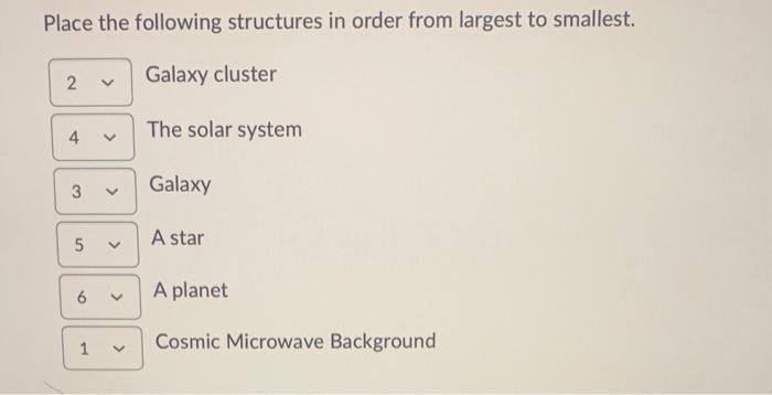 Solved Place the following structures in order from largest | Chegg.com