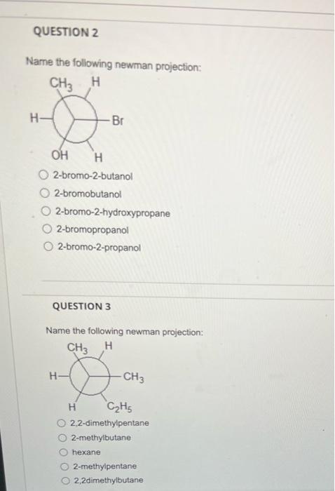 2 bromo 3 methylbutane newman projection