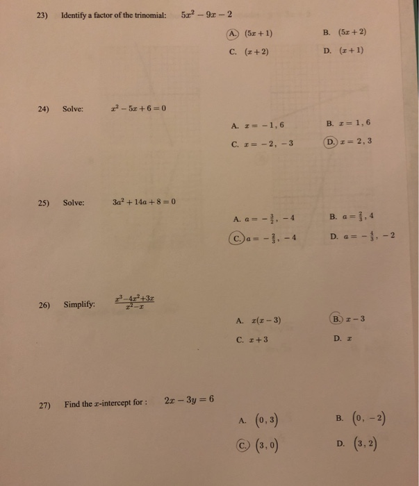 23 Identify A Factor Of The Trinomial 522 92 2 Chegg Com