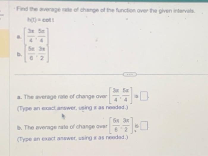 Solved Find the average rate of change of the function over | Chegg.com