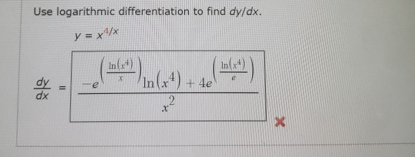 Solved Use logarithmic differentiation to find dy/dx. y = | Chegg.com