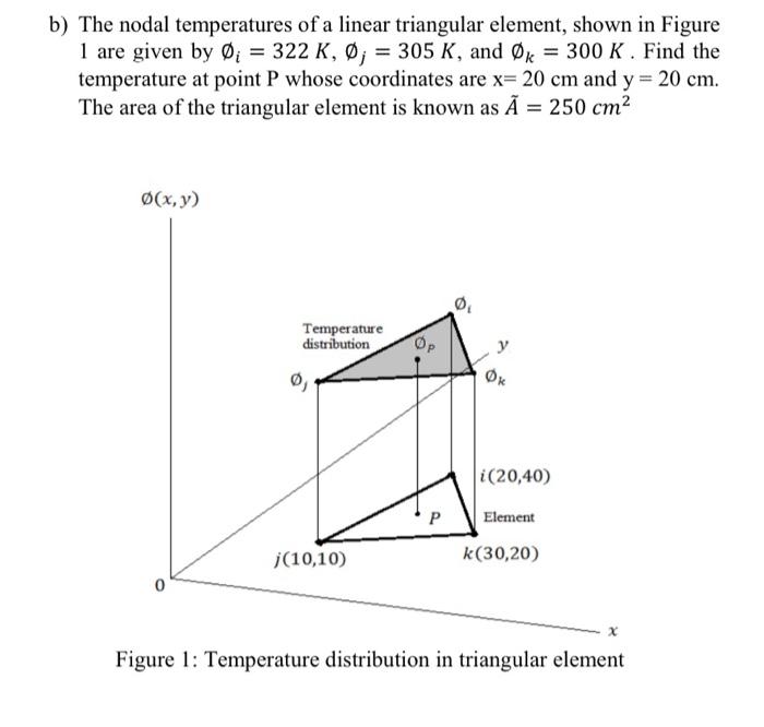 Solved b) The nodal temperatures of a linear triangular