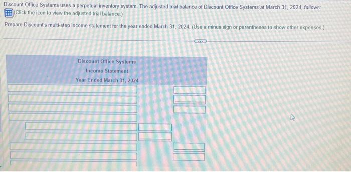 Data table Discount Office Systems uses a | Chegg.com