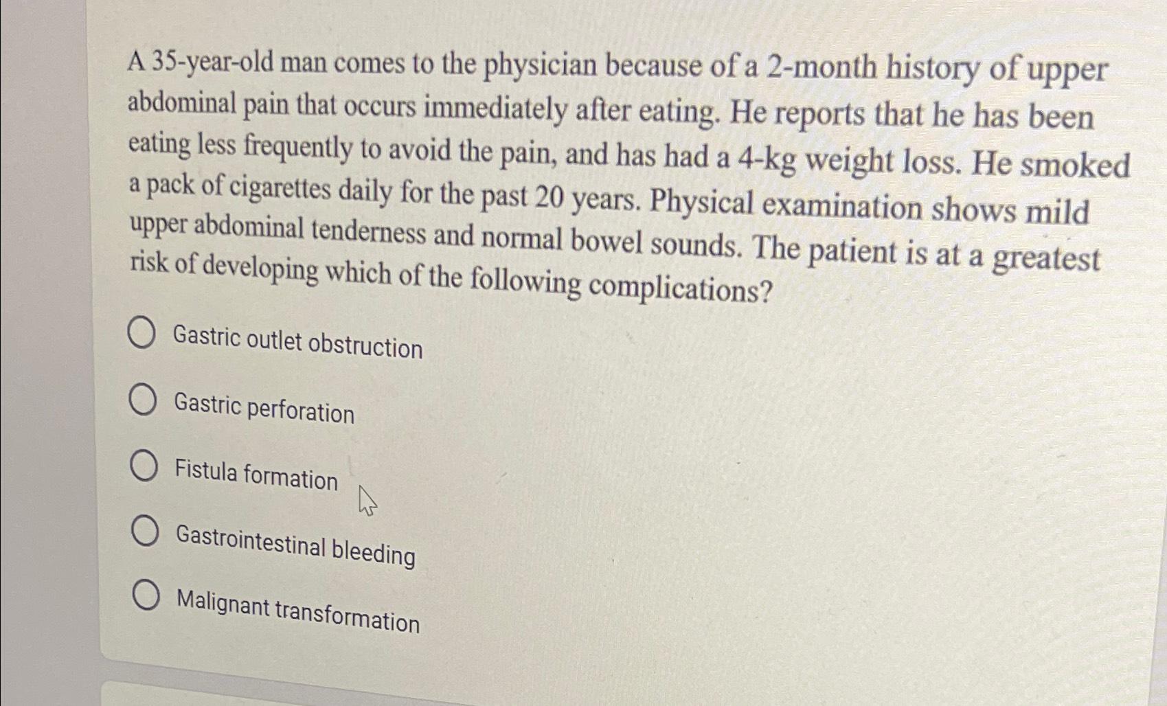 Solved A 35-year-old man comes to the physician because of a | Chegg.com