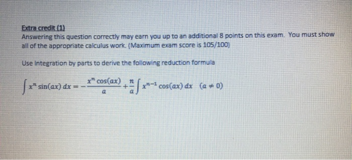 Solved Extra credit (1) Answering this question correctly | Chegg.com