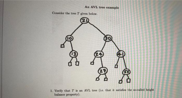 Solved An AVL tree example Consider the tree T given below. | Chegg.com
