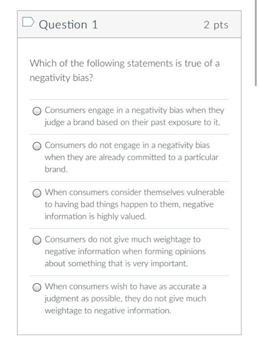 Solved D Question 1 2 pts Which of the following statements | Chegg.com