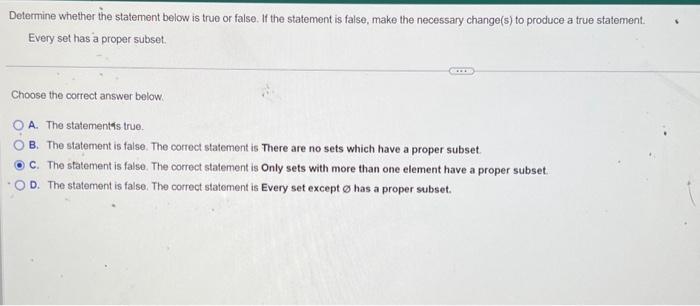Solved Determine whether the statement below is true or | Chegg.com