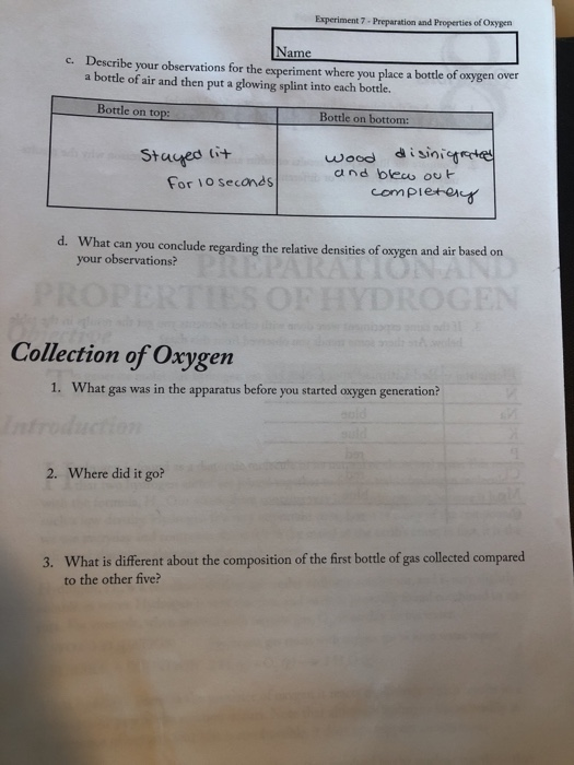 Solved Experiment 7. Preparation and Properties of